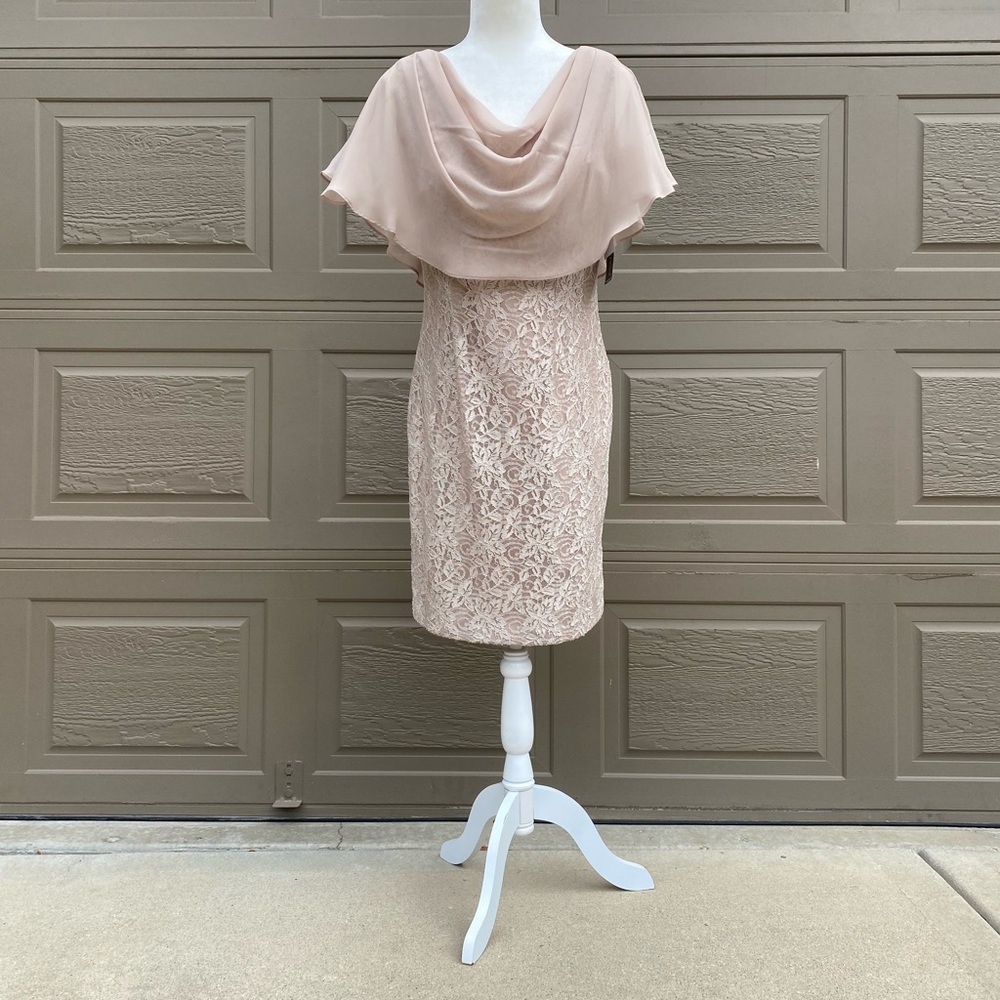 Jessica Howard Taupe Sparkly Floral Formal Dress | women’s Size 8